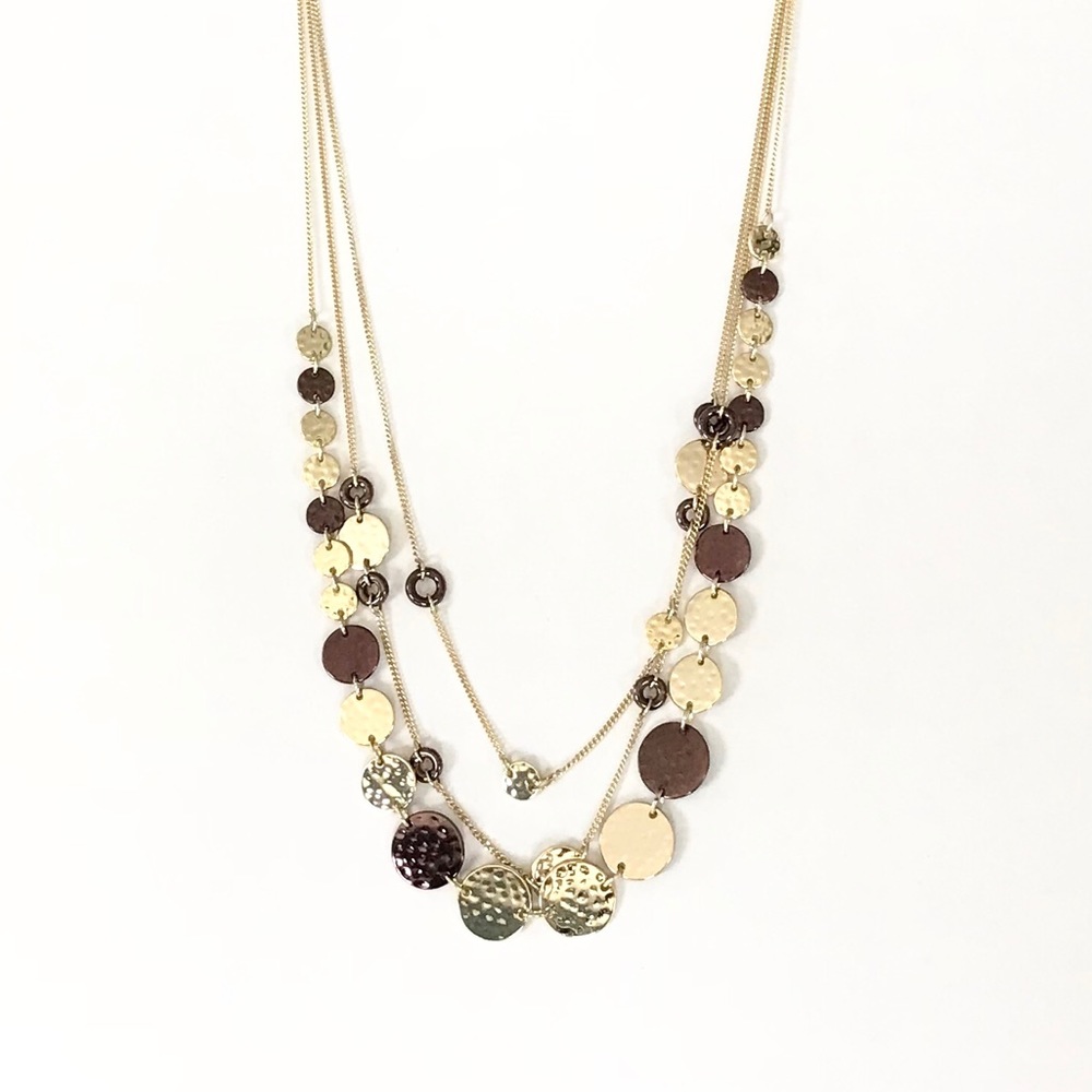 Jones NY Long Gold Disc Layered Necklace